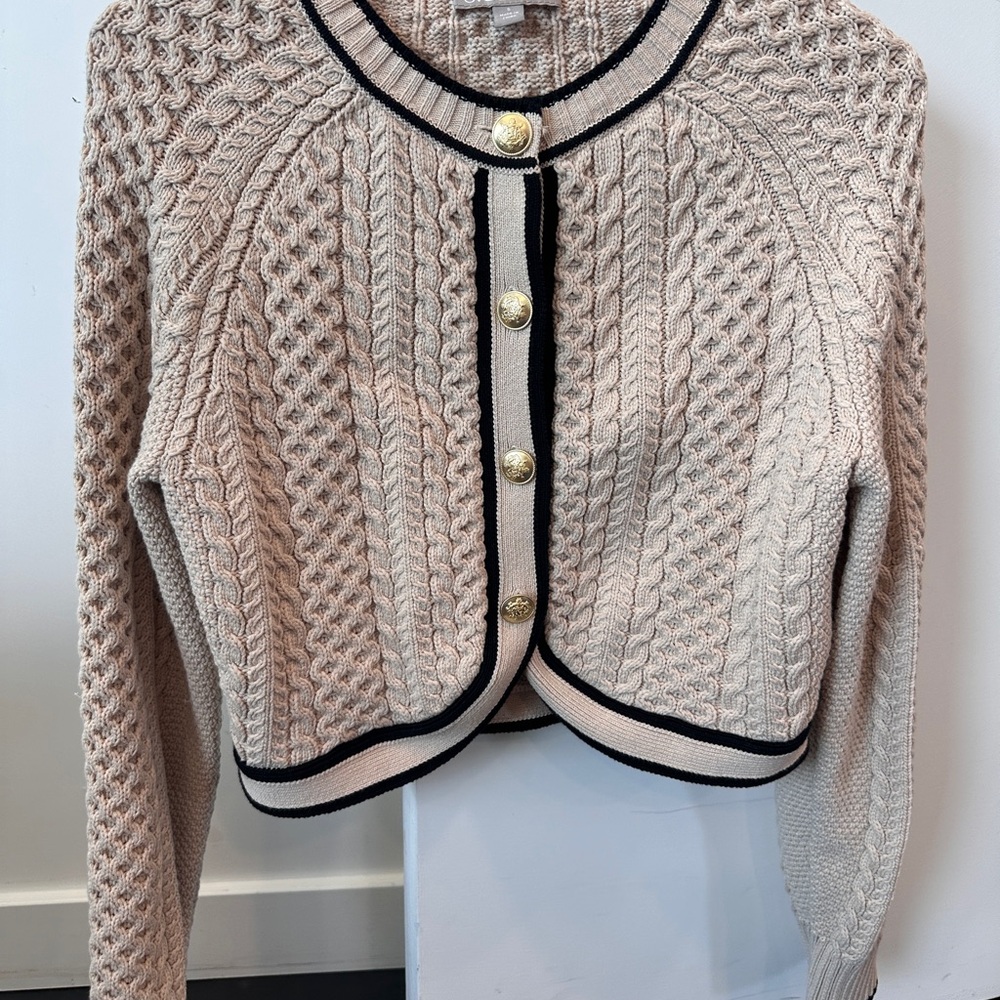 J. Crew Cable Knit Button-Up Sweater - Cream